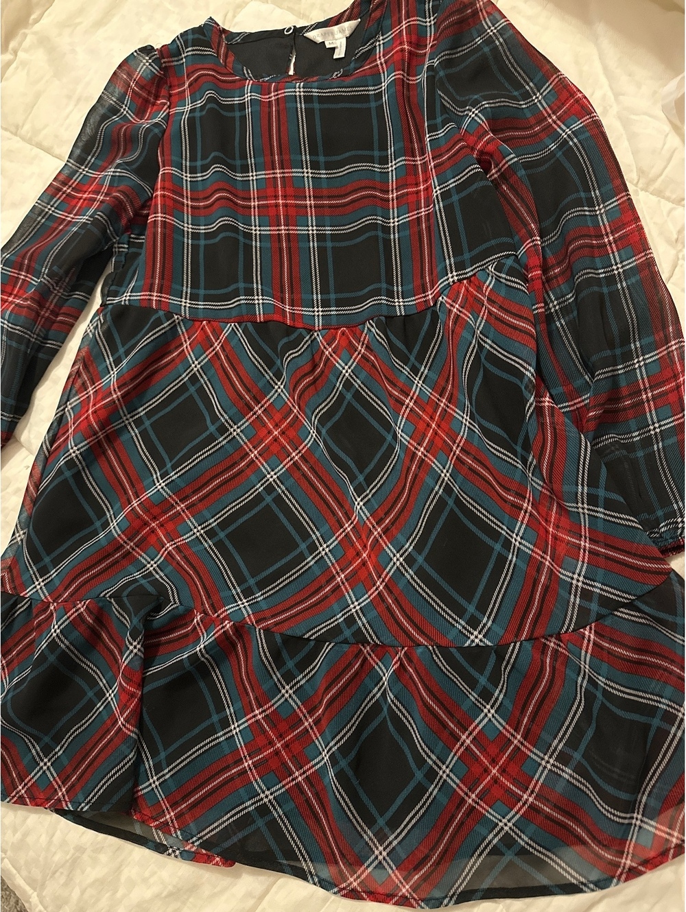 Draper James Holiday Green/red Tartan/Plaid Girls M Dress Swing Dress Formal